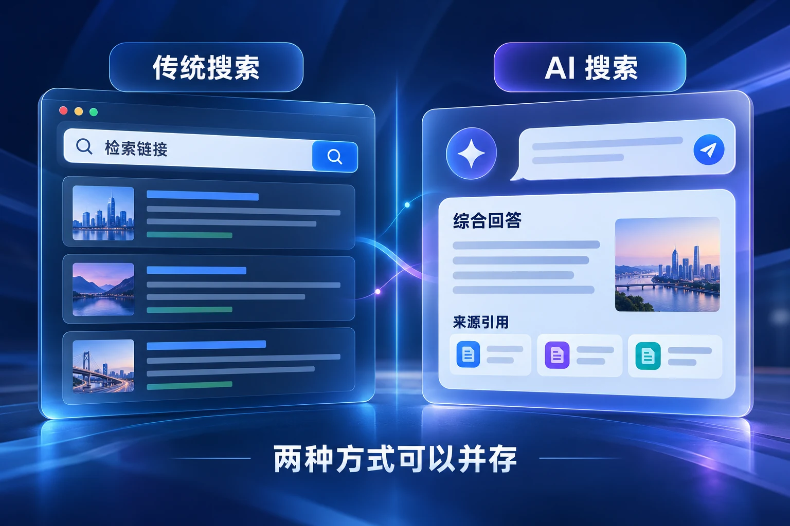 图 2:传统搜索与 AI 综合回答可以并存